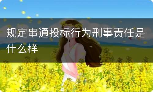 规定串通投标行为刑事责任是什么样