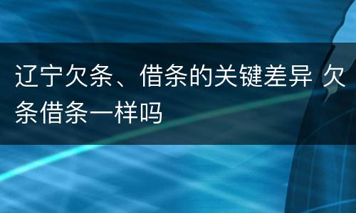 辽宁欠条、借条的关键差异 欠条借条一样吗