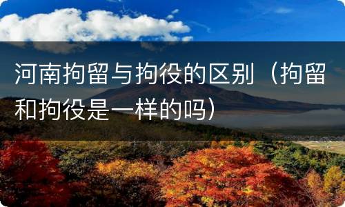 河南拘留与拘役的区别（拘留和拘役是一样的吗）