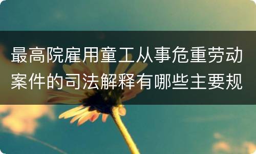 最高院雇用童工从事危重劳动案件的司法解释有哪些主要规定