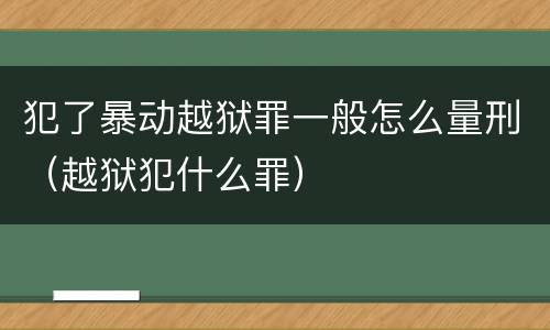 犯了暴动越狱罪一般怎么量刑（越狱犯什么罪）