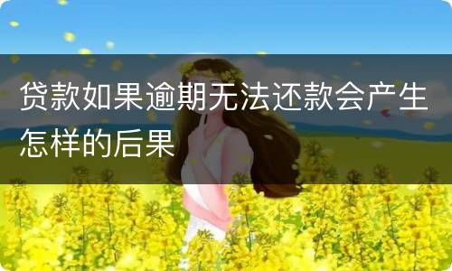 贷款如果逾期无法还款会产生怎样的后果
