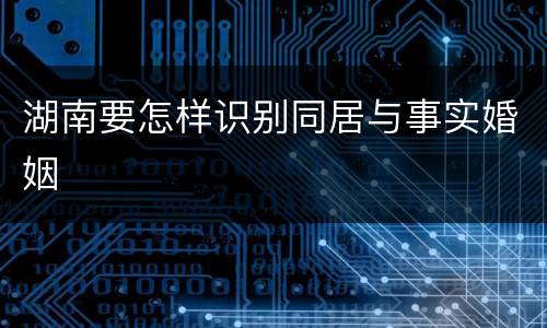 湖南要怎样识别同居与事实婚姻