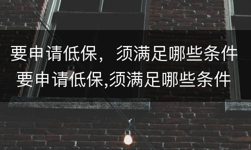 要申请低保，须满足哪些条件 要申请低保,须满足哪些条件才能申请