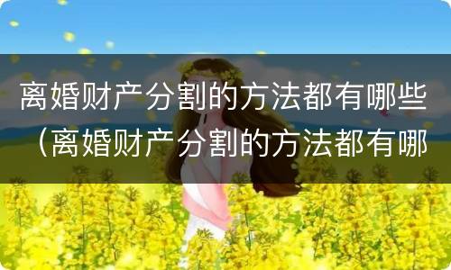 离婚财产分割的方法都有哪些（离婚财产分割的方法都有哪些法律）