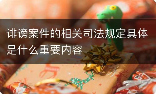 诽谤案件的相关司法规定具体是什么重要内容