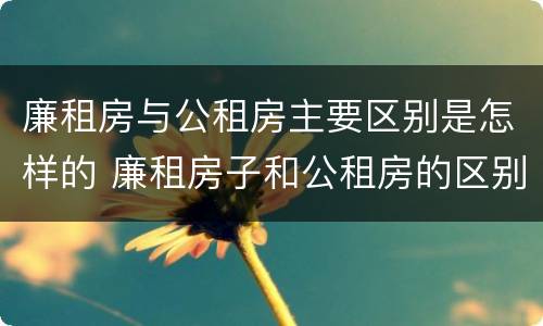 廉租房与公租房主要区别是怎样的 廉租房子和公租房的区别