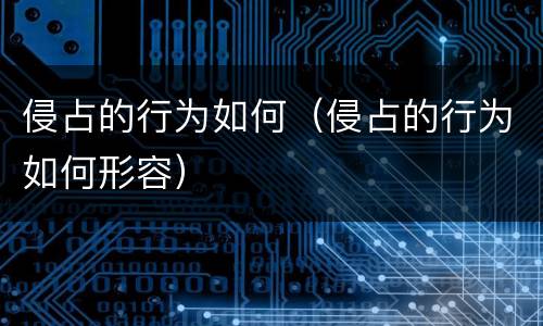 侵占的行为如何（侵占的行为如何形容）