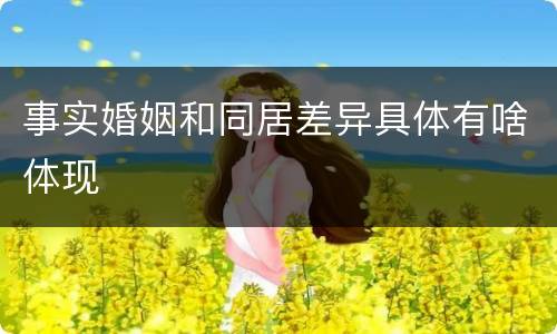 事实婚姻和同居差异具体有啥体现
