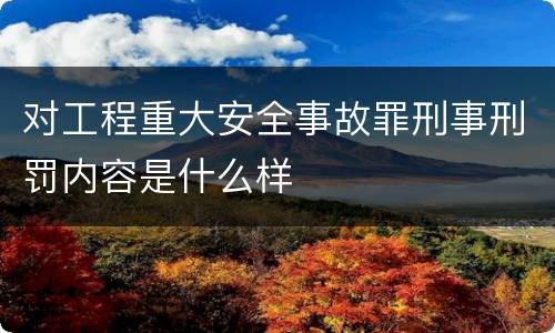 对工程重大安全事故罪刑事刑罚内容是什么样