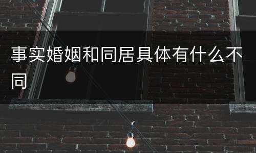 事实婚姻和同居具体有什么不同