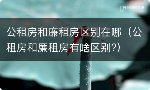 公租房和廉租房区别在哪（公租房和廉租房有啥区别?）