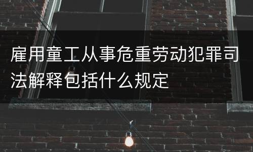 雇用童工从事危重劳动犯罪司法解释包括什么规定