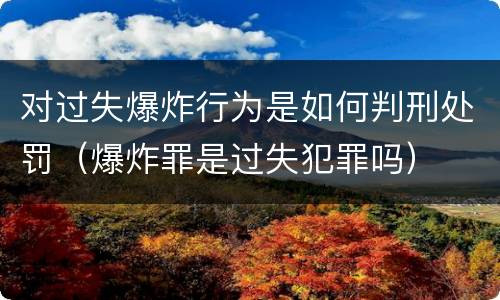 对过失爆炸行为是如何判刑处罚（爆炸罪是过失犯罪吗）