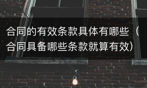 合同的有效条款具体有哪些（合同具备哪些条款就算有效）
