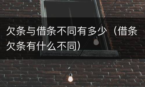 欠条与借条不同有多少（借条欠条有什么不同）