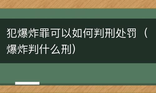 犯爆炸罪可以如何判刑处罚（爆炸判什么刑）