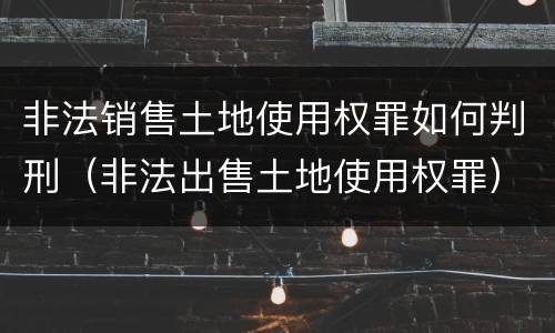 非法销售土地使用权罪如何判刑（非法出售土地使用权罪）