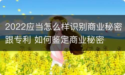 2022应当怎么样识别商业秘密跟专利 如何鉴定商业秘密