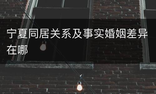 宁夏同居关系及事实婚姻差异在哪