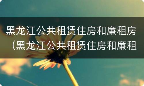 黑龙江公共租赁住房和廉租房（黑龙江公共租赁住房和廉租房区别）
