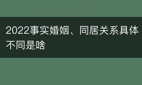 2022事实婚姻、同居关系具体不同是啥