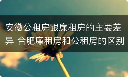 安徽公租房跟廉租房的主要差异 合肥廉租房和公租房的区别