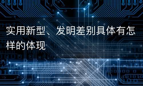 实用新型、发明差别具体有怎样的体现