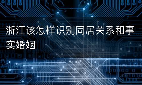 浙江该怎样识别同居关系和事实婚姻