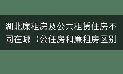 湖北廉租房及公共租赁住房不同在哪（公住房和廉租房区别）