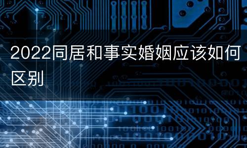2022同居和事实婚姻应该如何区别