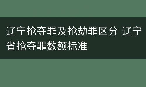 辽宁抢夺罪及抢劫罪区分 辽宁省抢夺罪数额标准