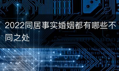 2022同居事实婚姻都有哪些不同之处