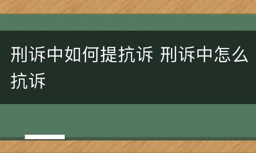 刑诉中如何提抗诉 刑诉中怎么抗诉
