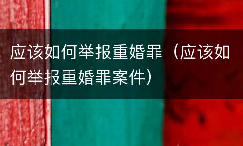 应该如何举报重婚罪（应该如何举报重婚罪案件）