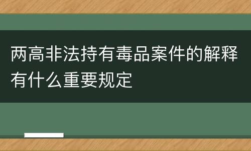 两高非法持有毒品案件的解释有什么重要规定