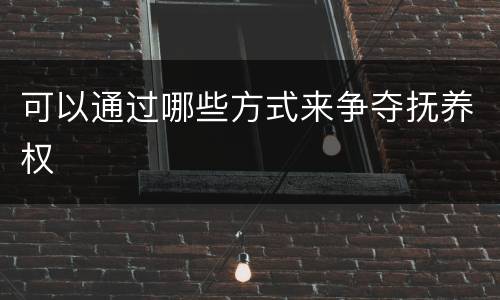 可以通过哪些方式来争夺抚养权