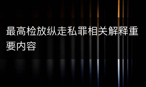 最高检放纵走私罪相关解释重要内容
