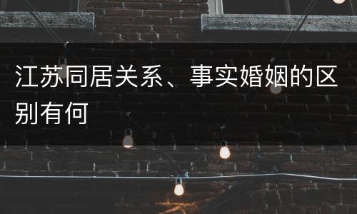 江苏同居关系、事实婚姻的区别有何