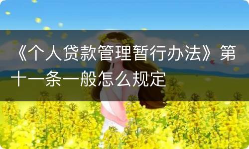 《个人贷款管理暂行办法》第十一条一般怎么规定