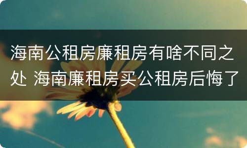 海南公租房廉租房有啥不同之处 海南廉租房买公租房后悔了