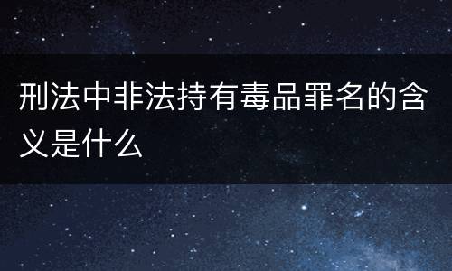 刑法中非法持有毒品罪名的含义是什么