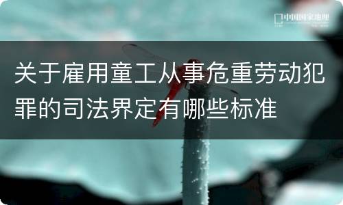 关于雇用童工从事危重劳动犯罪的司法界定有哪些标准