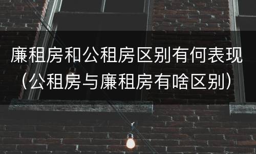 廉租房和公租房区别有何表现（公租房与廉租房有啥区别）