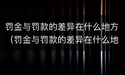 罚金与罚款的差异在什么地方（罚金与罚款的差异在什么地方看）
