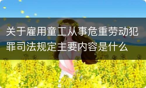 关于雇用童工从事危重劳动犯罪司法规定主要内容是什么