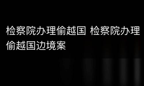 检察院办理偷越国 检察院办理偷越国边境案
