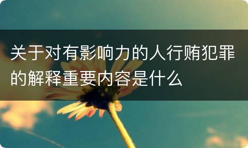 关于对有影响力的人行贿犯罪的解释重要内容是什么