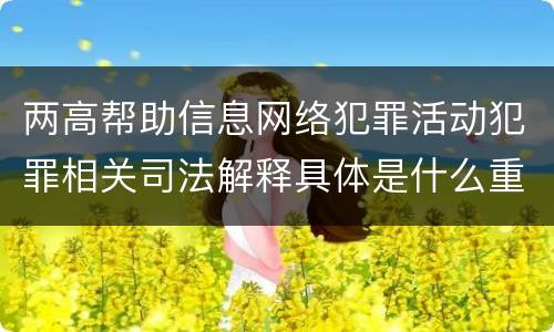 两高帮助信息网络犯罪活动犯罪相关司法解释具体是什么重要内容