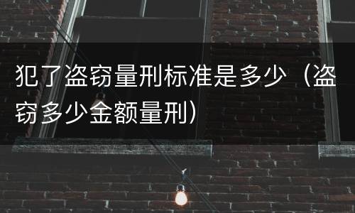 犯了盗窃量刑标准是多少（盗窃多少金额量刑）